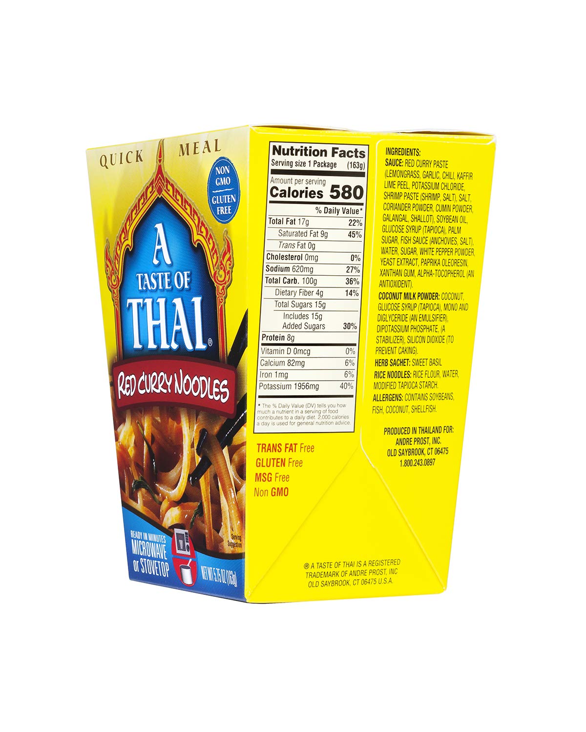 A Taste Of Thai Red Curry Noodles - 5.75Oz Pack Of 6 Heat & Eat Instant Noodles Flavored With Classic Thai Sauce | Gluten-Free | Ideal Vegan Meal | Perfect Side For Chicken Fish & Meat Entrees