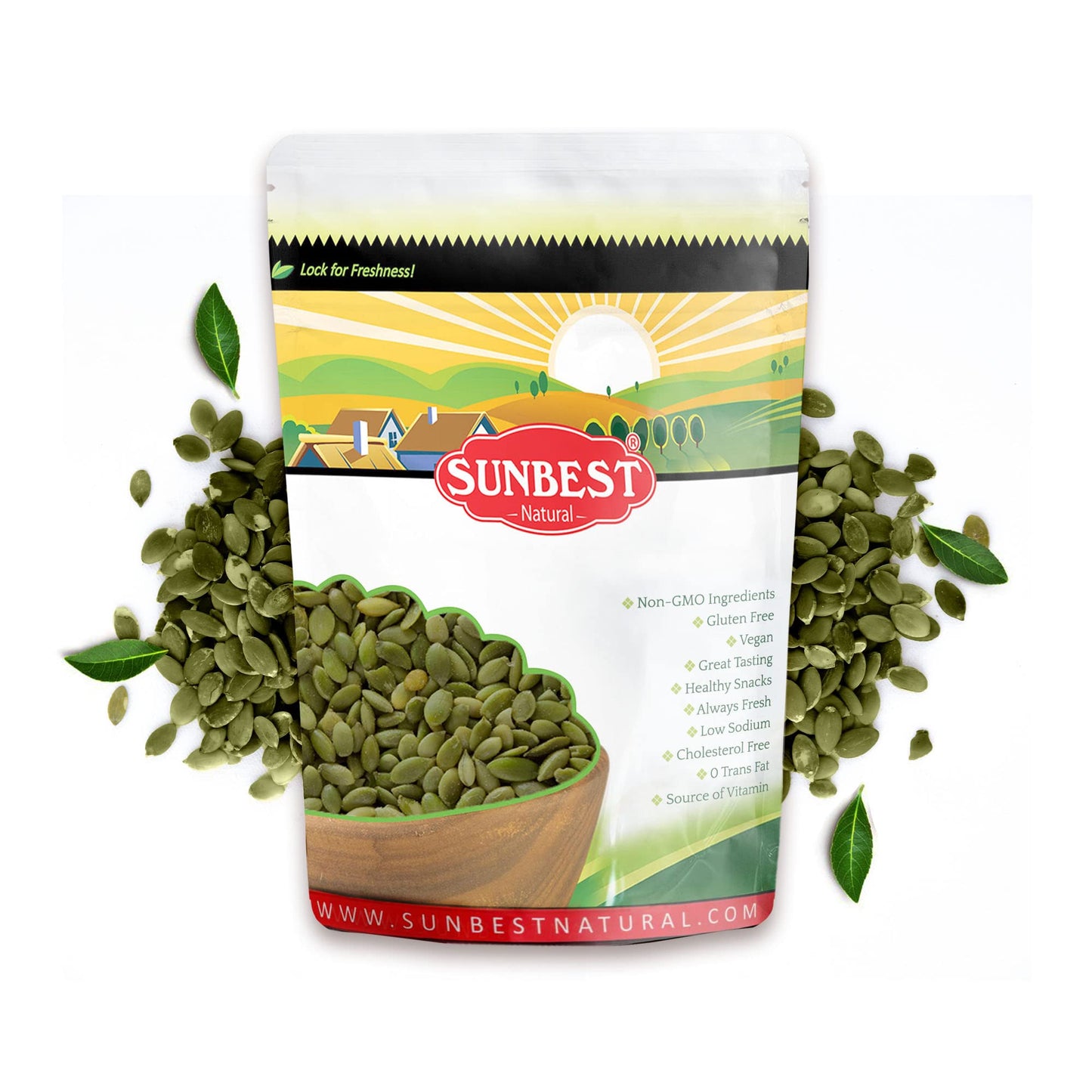 Sunbest Natural - Pumpkin Seeds, Pumpkin Seeds Roasted Salted, Non-Gmo Shelled Pumpkin Seeds, Vegan And Kosher Seeds Snacks, 5 Lbs.