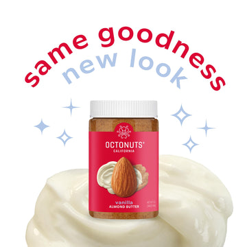 Octonuts Dry Roasted Roasted Vanilla Almond Nut Butter 16Oz - Pure Creamy Nut Butter - Heart Healthy And Delicious Foods - Gluten Free, Vegan, Kosher, Non-Gmo Nut Butters