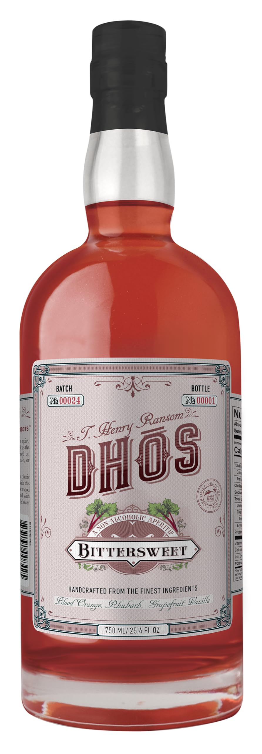 Dhos Bittersweet Non-Alcoholic Aperitif - Keto-Friendly, Zero Sugar, 750 ML