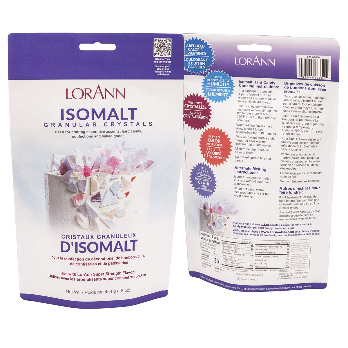 Lorann Oils Isomalt Sugar Substitute (Granular) - Sugar Substitute For Baking, 1 Lb - Isomalt Ready To Use - Clear & Non-Crystal