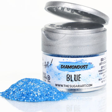 Blue Edible Glitter For Drinks, Cocktails, Cake Decorating, Strawberries, Chocolates & More | No Taste | 4G | 100% Food-Safe | Kosher, Vegan, Gluten & Nut Free | Diamondust By The Sugar Art