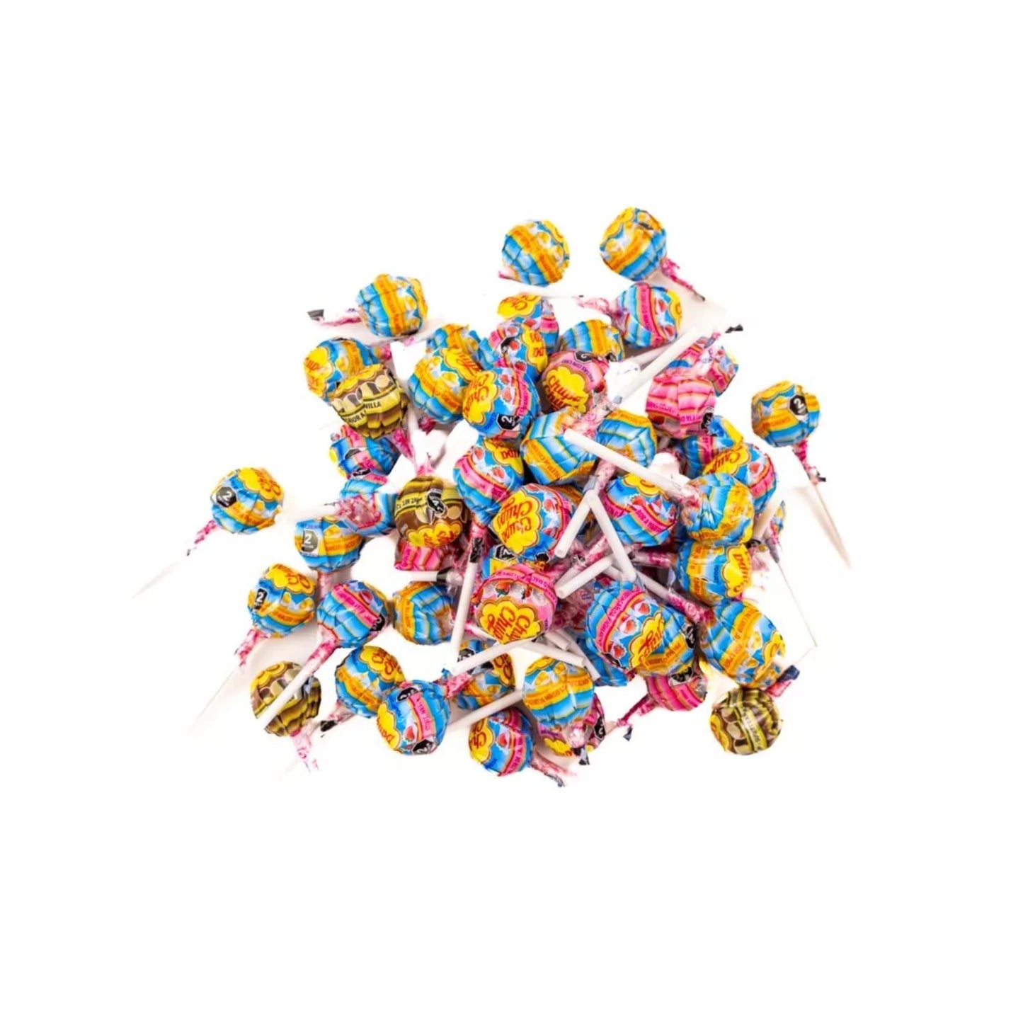 Chupa Chups Creamy Lollipops 60 Count Variety Pack Of Paletas Cremosas Caramelo Macizo Strawberry & Cream, Mango Yogurt, Chocola