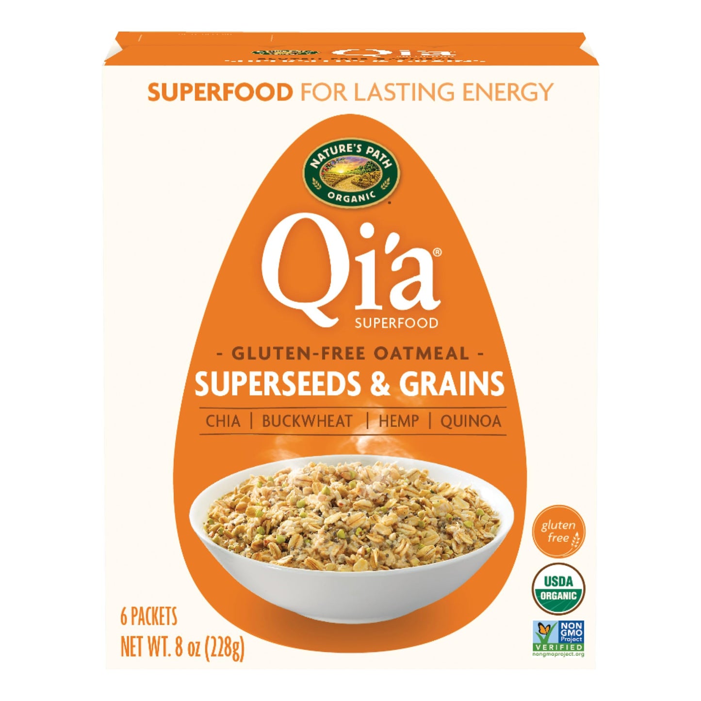 Natures Path Organic Qia Superseeds & Grains Instant Oatmeal, 8 oz (Pack of 1), Gluten Free, Non-GMO