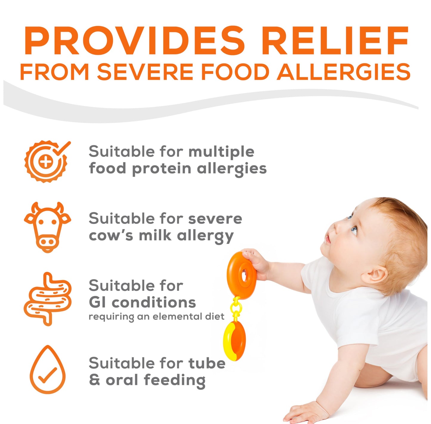 PurAmino Hypoallergenic Infant Drink, for Severe Food Allergies, Omega-3 DHA, Iron, Immune Support, Powder Can, 14.1 Oz (4 Count