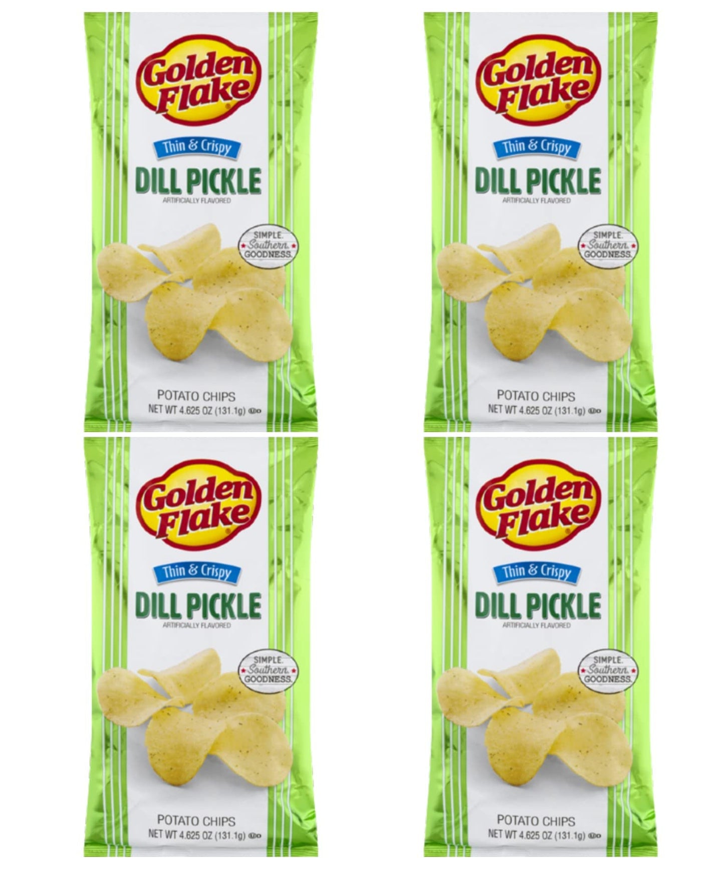 Golden Flake Dill Pickle Potato Chips, 5oz Bag (Pack4)
