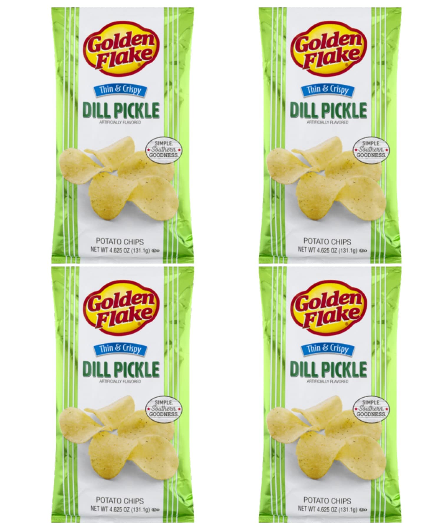 Golden Flake Dill Pickle Potato Chips, 5oz Bag (Pack4)