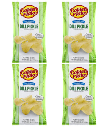 Golden Flake Dill Pickle Potato Chips, 5oz Bag (Pack4)