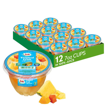 Dole Fruit Bowls Tropical Fruit In 100% Juice Snacks, 7Oz 12 Total Cups, Gluten & Dairy Free, Bulk Lunch Snacks For Kids & Adults