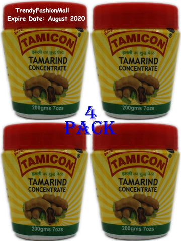 Tamicon Tamarind Concentrate | Tangy & Sour Imli Chutney | South Indian Style Paste | Ideal For Indian Curries, Thai Sauces & Kitchen Recipes | 7 Oz (Pack Of 4)