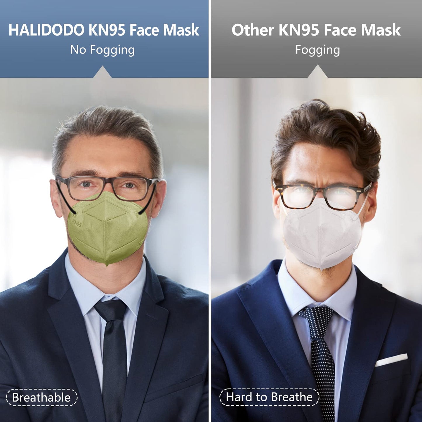 HALIDODO 100 Packs KN95 Face Masks, 5-Ply Breathable Protection, Elastic Ear Loops, Nose Clip, Multi Color, Large Size