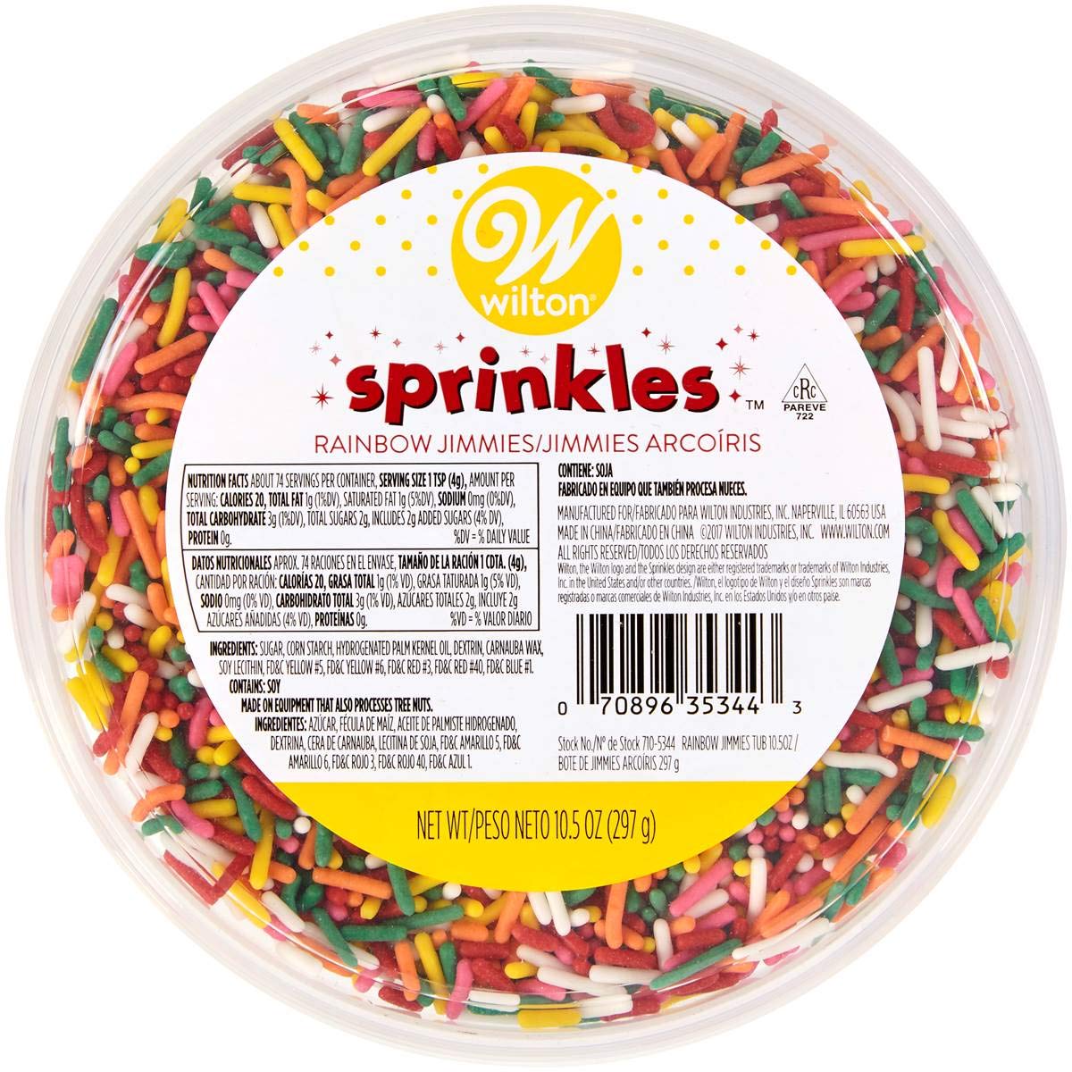 Jimmies Sprinkles 10.5Oz Tub-Rainbow
