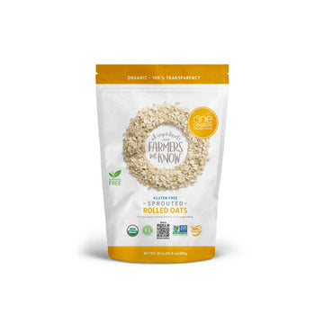 One Degree Organic Foods Sprouted Rolled Oats, USDA Organic, Non-GMO Gluten Free Oatmeal, 24 oz., 8 Pack