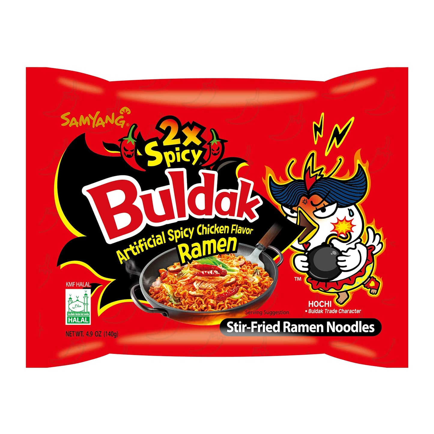 Samyang 2X Buldak (Korean) Hot Spicy Chicken Stir Fried Ramen 4.94 oz (Pack of 20)