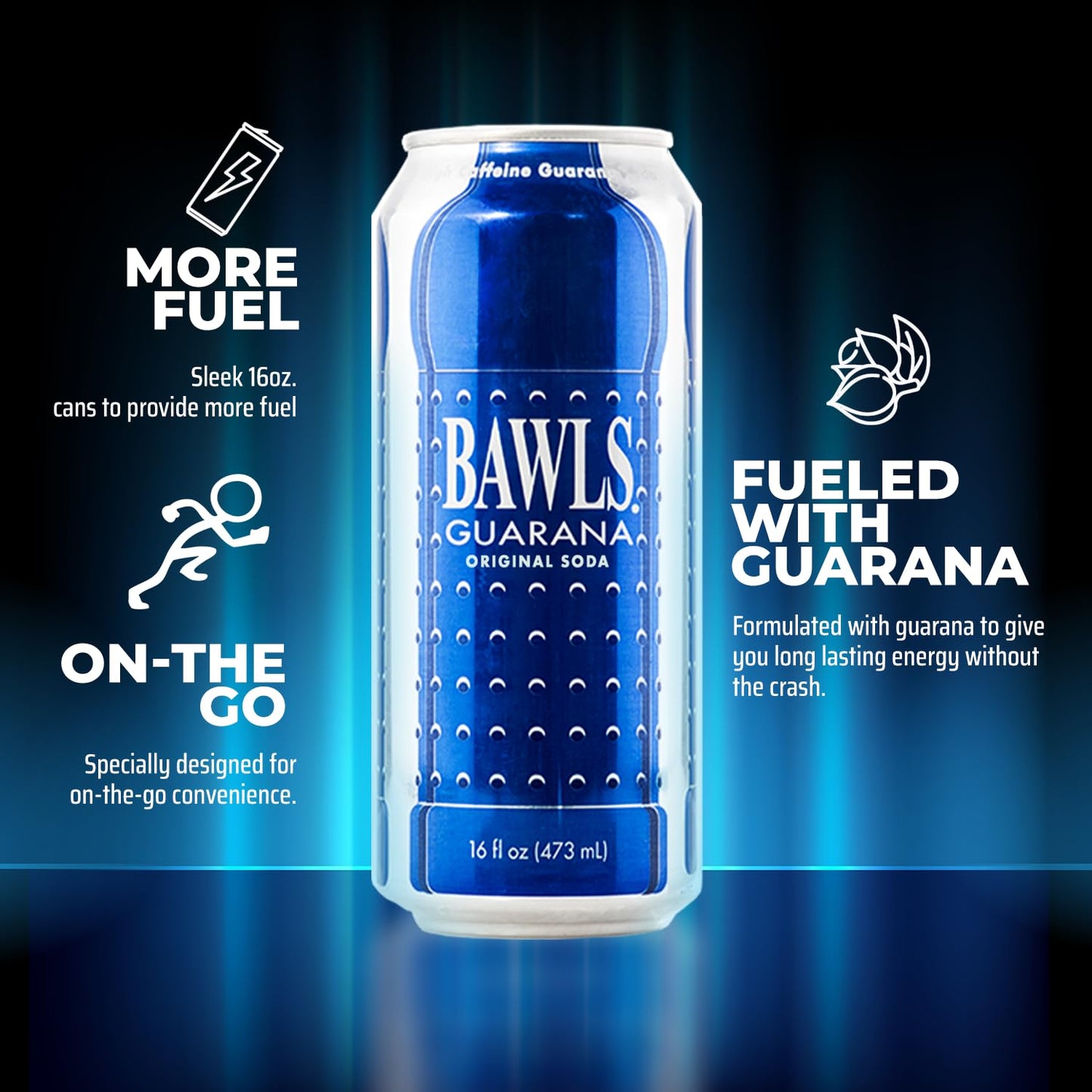 BAWLS Guarana Original, BAWLS Guarana Drink, Guarana Soda, Guarana Fueled Soda for Energy, High Energy Caffeinated Drink, 16oz 1