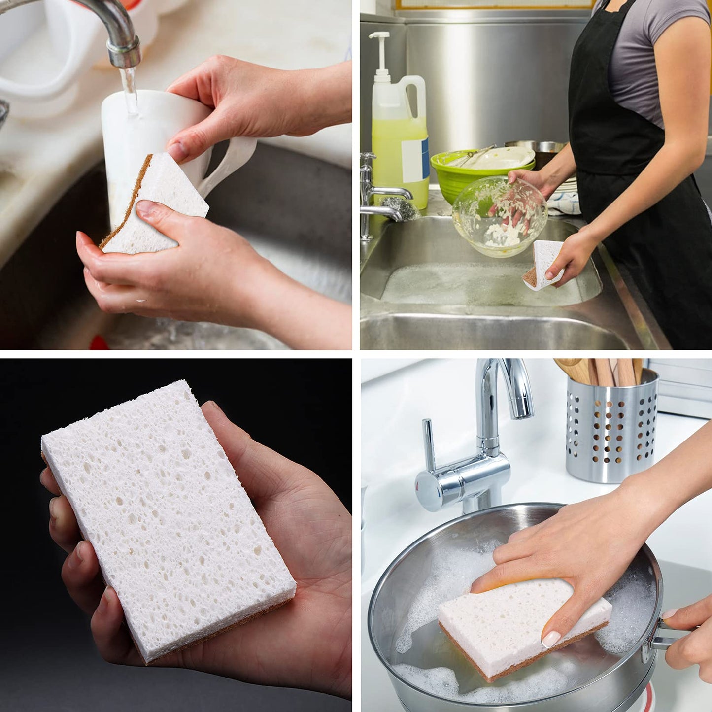 Natural Sponge Kitchen 12Pack,Eco Friendly Non-Scratch Scrub Sponge,Biodegradable Sisal Scrubber With Compostable Kitchen Sponge