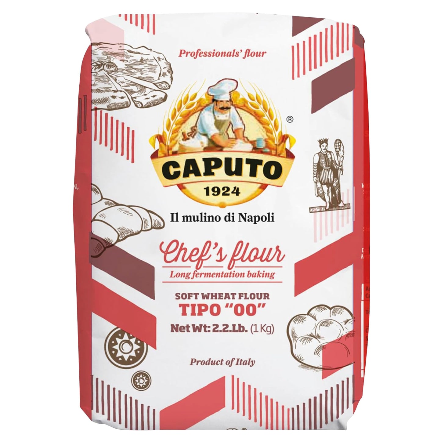 Antimo Caputo Flour00 Chefs Flour (8 Packs) Each 1 Kilo (2.2 Pounds) Bags, Il Mulino di Napoli, Pizza Flour, for real Naples Piz