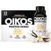 Oikos Protein Shake Vanilla 30g High Protein Drinks Shelf Stable Ready to Drink 5g Prebiotic Fiber 12 fl oz Bottle 12 Count