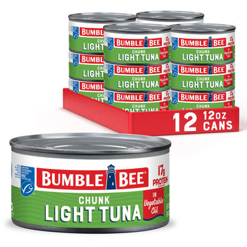 Bumble Bee Chunk Light Tuna In Oil, 12 oz Can (Pack of 12) - Wild Caught Skipjack Tuna - 17g Protein Per Serving - MSC Certified
