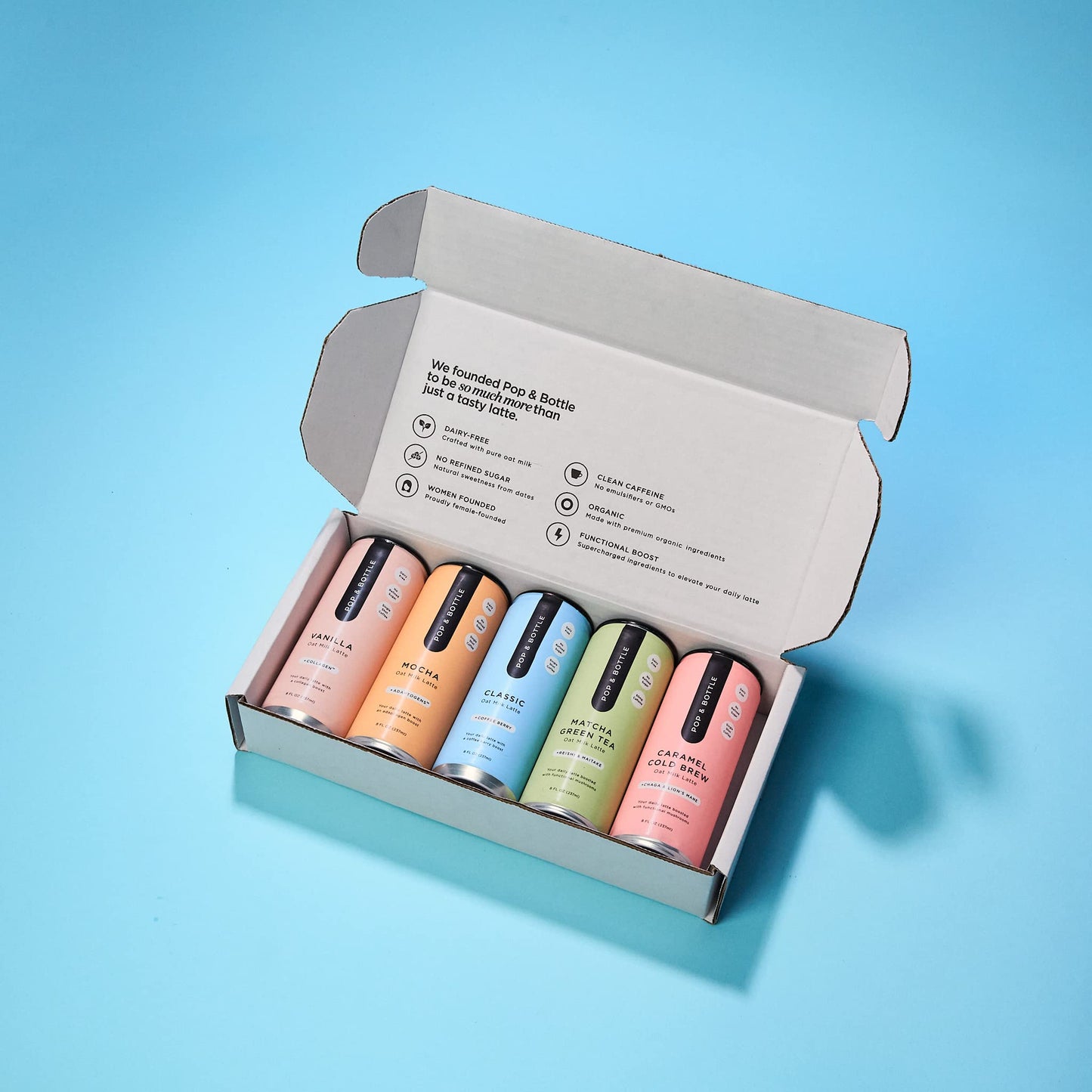 Pop & Bottle, Oat Milk Lattes - Maca, Antioxidants, Ashwagandha, Mct Oil, Collagen, Mushrooms, Organic, Dairy & Gluten Free, Gre