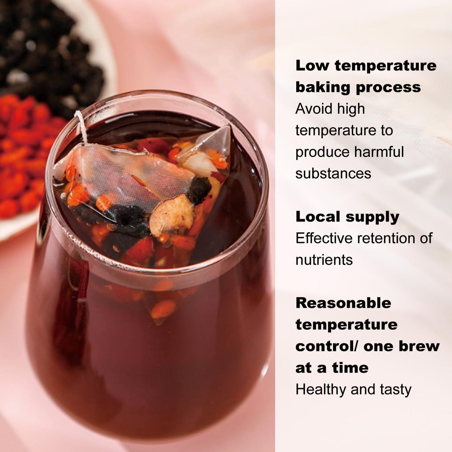 Aultink Ginseng Eight Treasure Tea - Herbal Teabag with Red Date, Wolfberry, Mulberry, Goji Berries - 10g x 20PCS