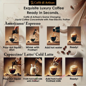 Caffe Di Artisan Liquid Coffee Bottle - Premium Cold Brew Concentrate, Iced & Hot Coffee - Eco-Friendly. Rich; Nilgiris Organiqu