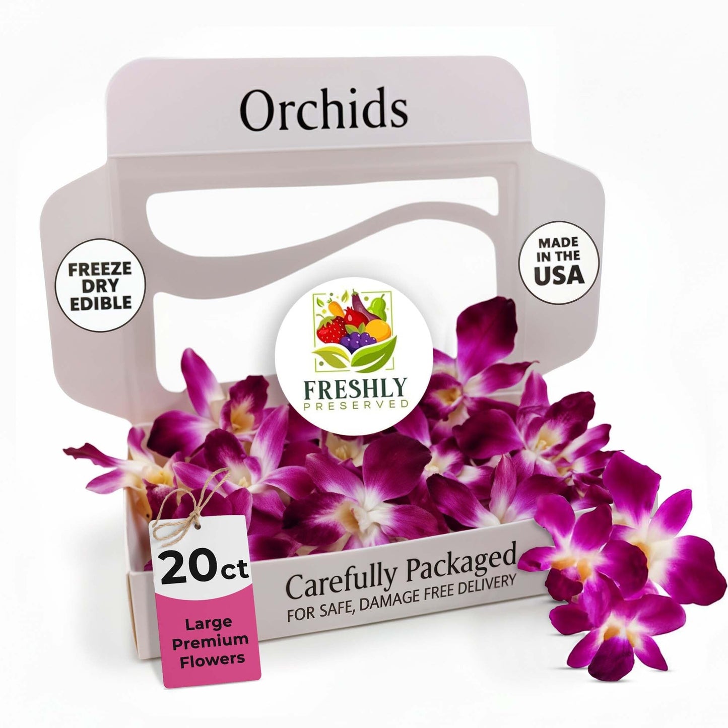 Freshly Preserved Orchid Freeze-Dried Edible Flowers - Edible Dried Flowers For Mixed Flavor Garnish Cakes Decoration & Diy Crafts - Unique Tingling Sensation - 20 Usa-Grown Whole Bloom - 0.2 Oz