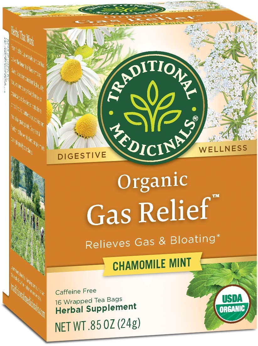 Traditional Medicinals Organic Gas Relief Chamomile Mint Herbal Tea, Relieves Gas & Bloating, (Pack Of 1) - 16 Tea Bags