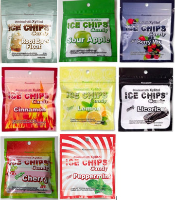 Ice Chips Xylitol Candy In Resealable Pouch (1 Oz) 8 Pack Assortment