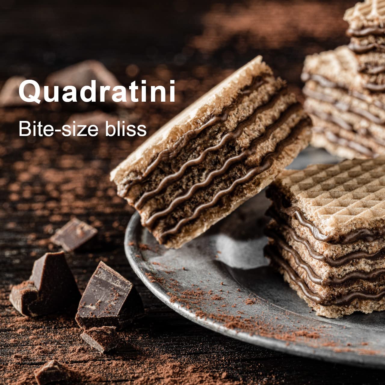 Loacker Quadratini Dark Chocolate Wafer Cookies Large - 30% Less Sugar - Premium Crispy Bite Size Wafers - Non-Gmo - Large Pack Of 6