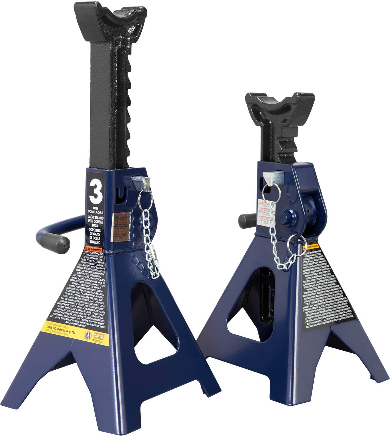 Tce 3 Ton (6,000 Lbs) Capacity Double Locking Steel Jack Stands, 2 Pack, Blue, At43002Au