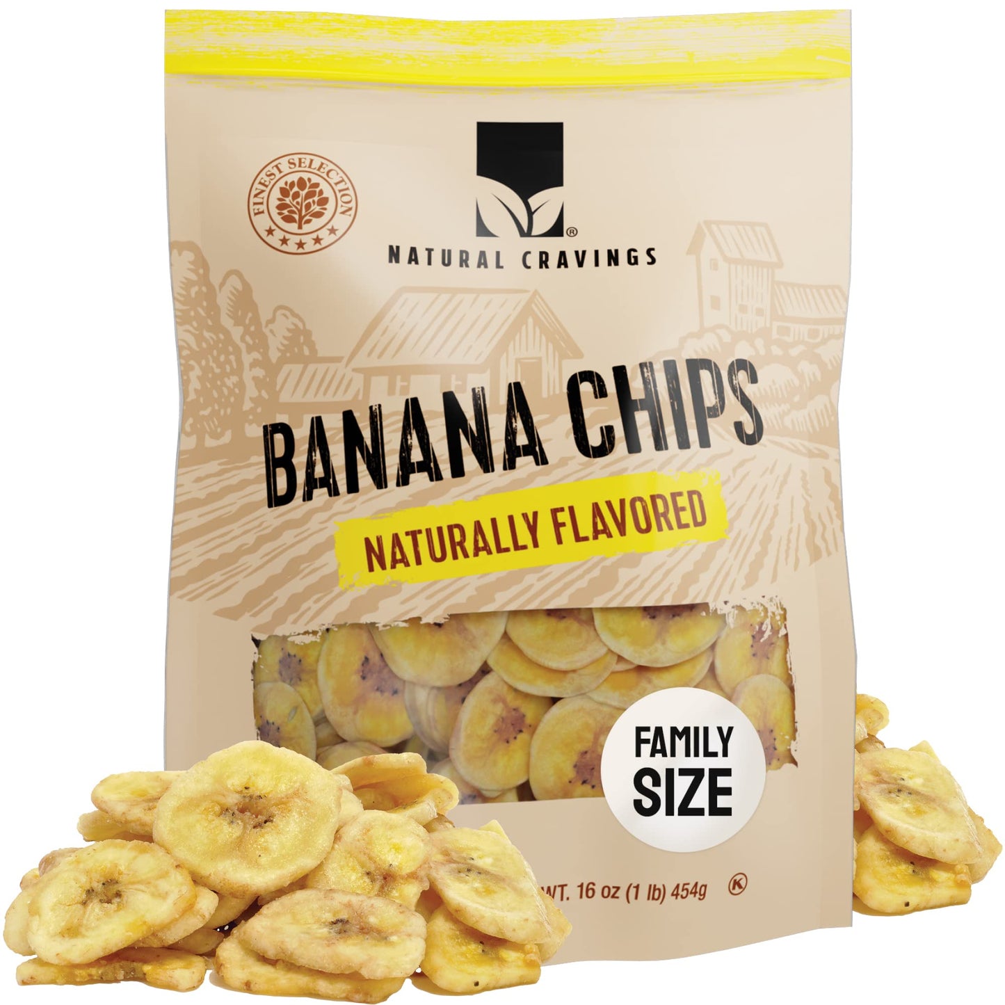 Healthy Banana Chips Dried Slices - Family Pack Bags Of Dried Banana Chips Sweetened - Sweet Crispy Crunchy Snacks For Adults & Kids - Dehydrated Bananas Chip - 100% Dry Bananas Fruit Chips (Banana Chips 16 Oz.)