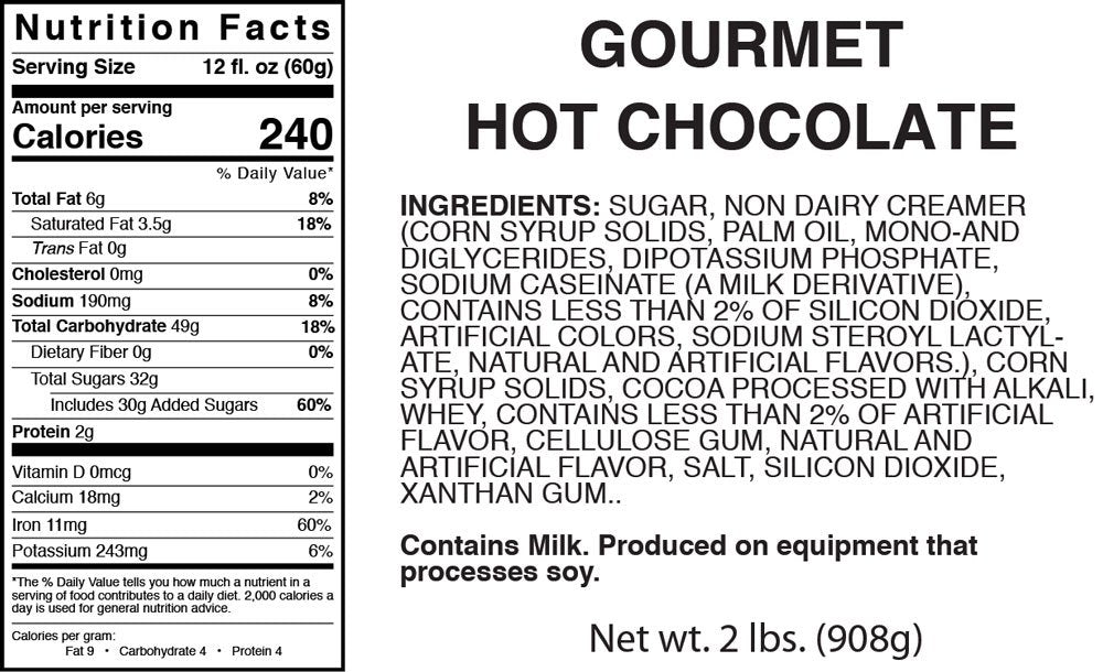 Hot Chocolate Supreme Gourmet Hot Chocolate 6 X 2Lb Case