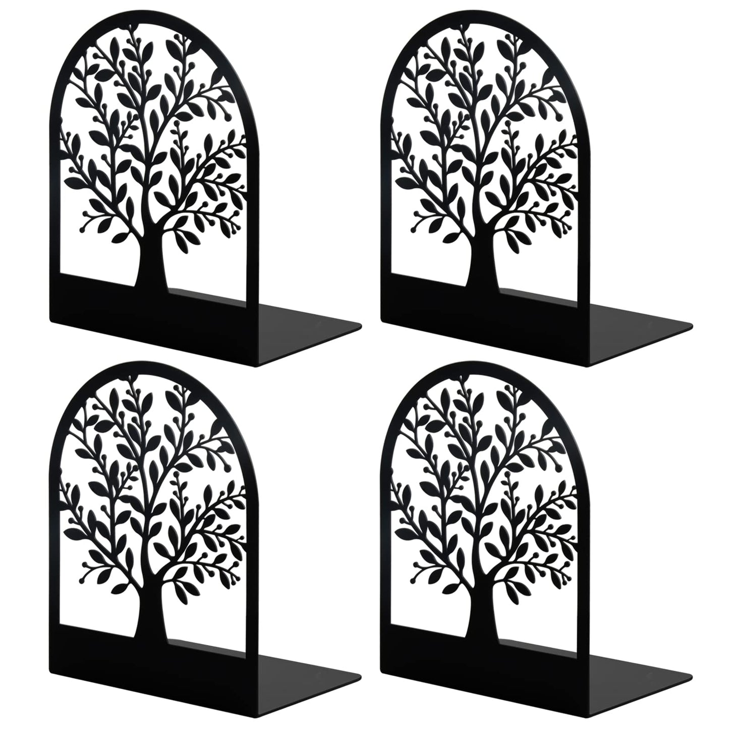 Bookends, Book Ends, Metal Bookend, Tree Of Life Bookend, Bookends For Shelves, Home Decorative Bookends For Heavy Books, Black