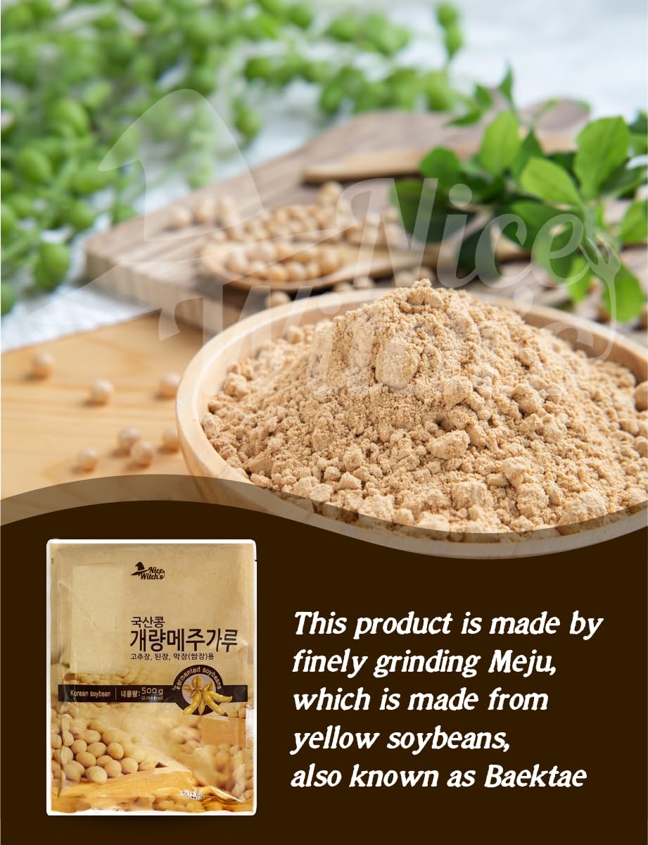 Nice Witch'S Korean Traditional Fermented Soybeans Powder 500G / 1.1Lb - 100% Korean Soybean Meju Powder/ ,
