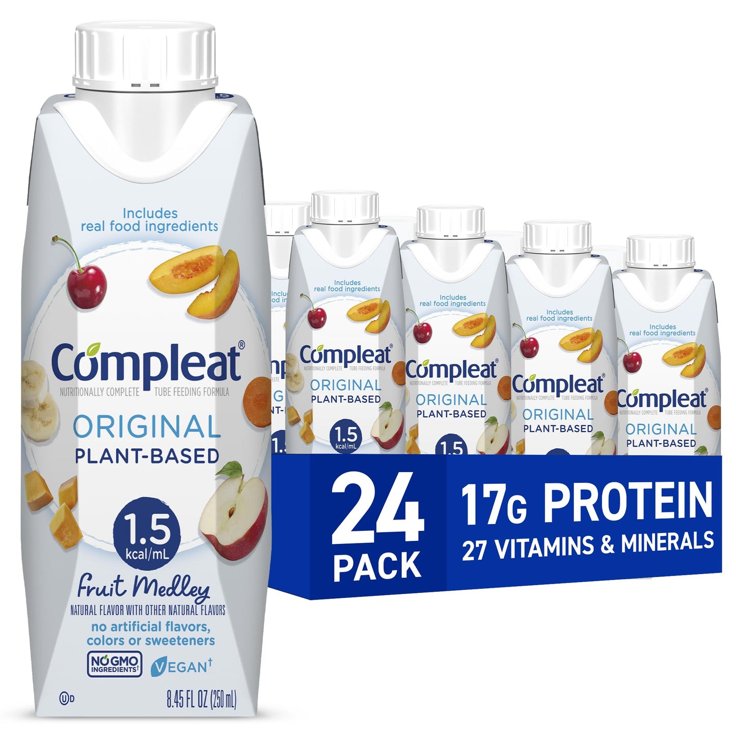 Compleat Original 250mL, Plant-Based Nutritionally Complete Tube Feeding Formula, Fruit Medley Flavor, 24 Pack