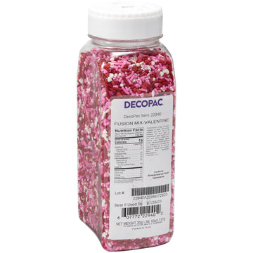 Decopac Valentine Fusion Mix Candy Sprinkles, 26Oz, Fancy Sprinkles In Handheld Container, Edible Sprinkles For Celebration Cakes, Cupcakes, Cookies And Donuts