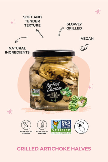 Perfect Choice Grilled Artichoke Halves In Oil - Delicious For Salads, Pizzas & More - 9.9 Oz (Pack Of 3)