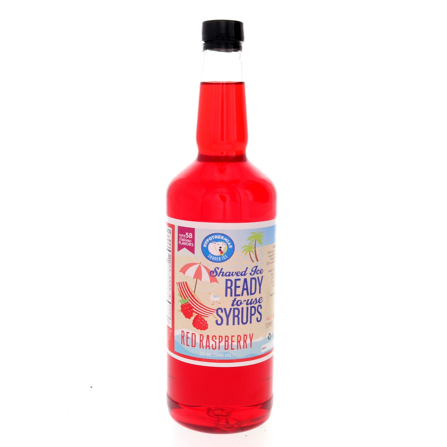 Hypothermias Red Raspberry Ready to Use Quart (32 Fl. Oz) Hawaiian Snow Cone Flavors Syrup - Shaved Ice, 100% Pure Cane Sugar