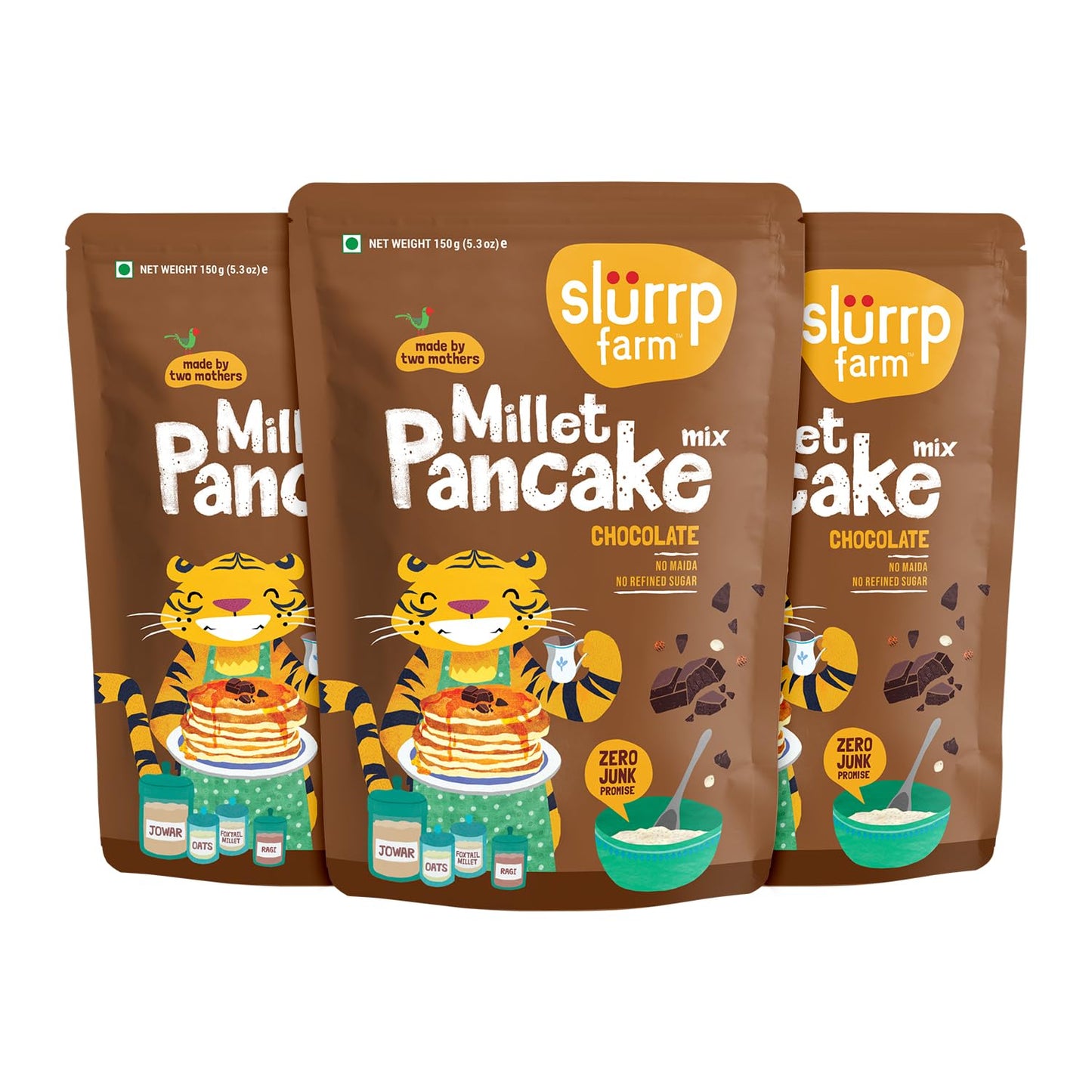 Slurrp Farm No Maida Pancake Mix | Instant Breakfast Mix Made with Oats and Jowar | 100% Vegetarian Eggless Healthy Breakfast fo
