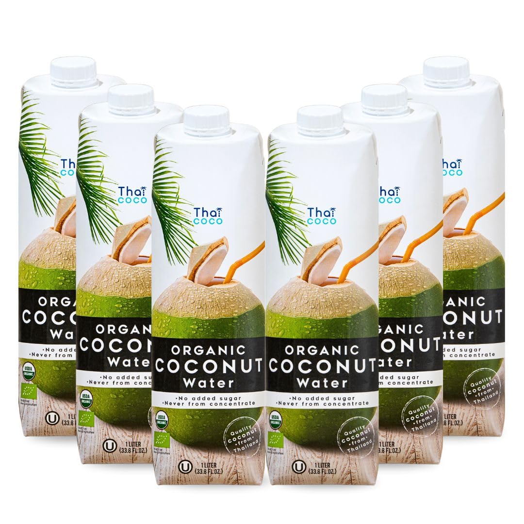 Thai Coco - Organic Natural Coconut Water No Sugar Added - 33.8 fl. oz. 6 Pk