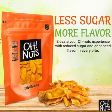 Dried Mango | 12 Oz - Dried Fruit Slices | Less Sugar Added | Dehydrated Fruit Bites | Packed In New York Zip-Seal Bag For Exceptional Freshness By Oh Nuts