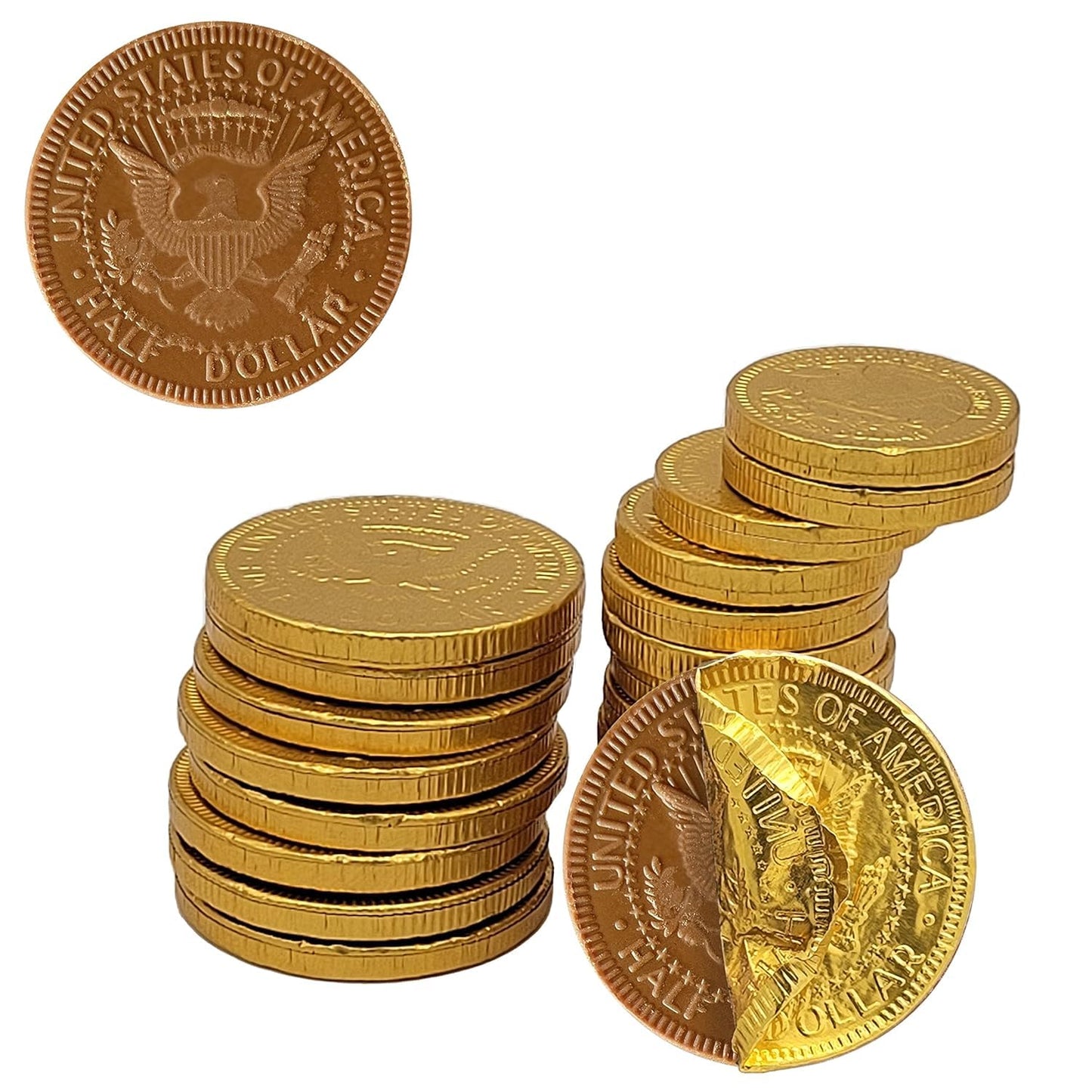 Fruidles Edible Gold Half Dollar Coins, Nut Free, Non-GMO, Kosher Dairy, 25-Pack