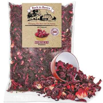 Hibiscus Tea Flowers - 1 Pound Resealable Bag - All Natural, Agua De Jamaica Leaves- Sun Dried Hibiscus- For Hot Or Cold Brew Te