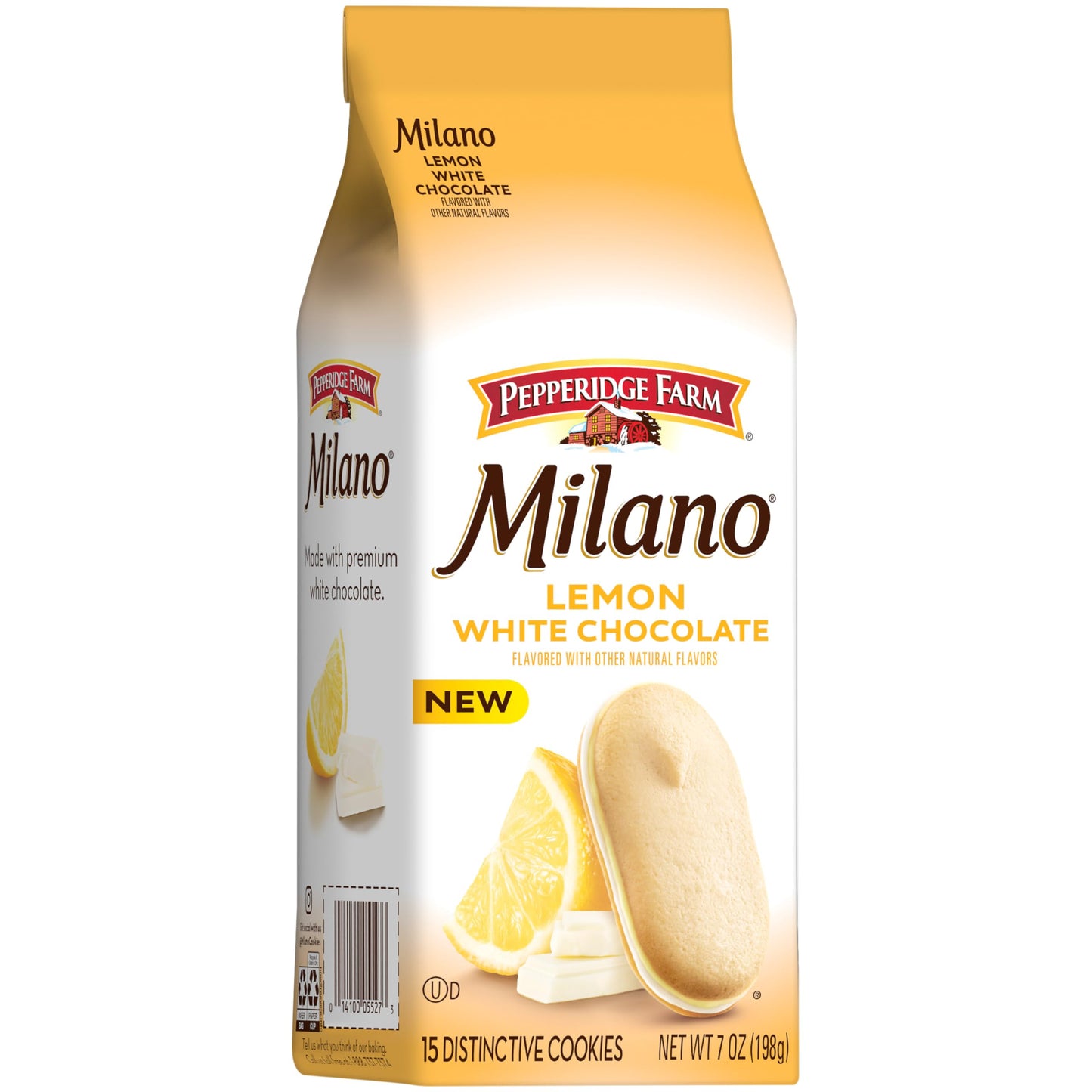 Pepperidge Farm Milano White Chocolate Lemon Flavored Cookies, 7 Oz Bag