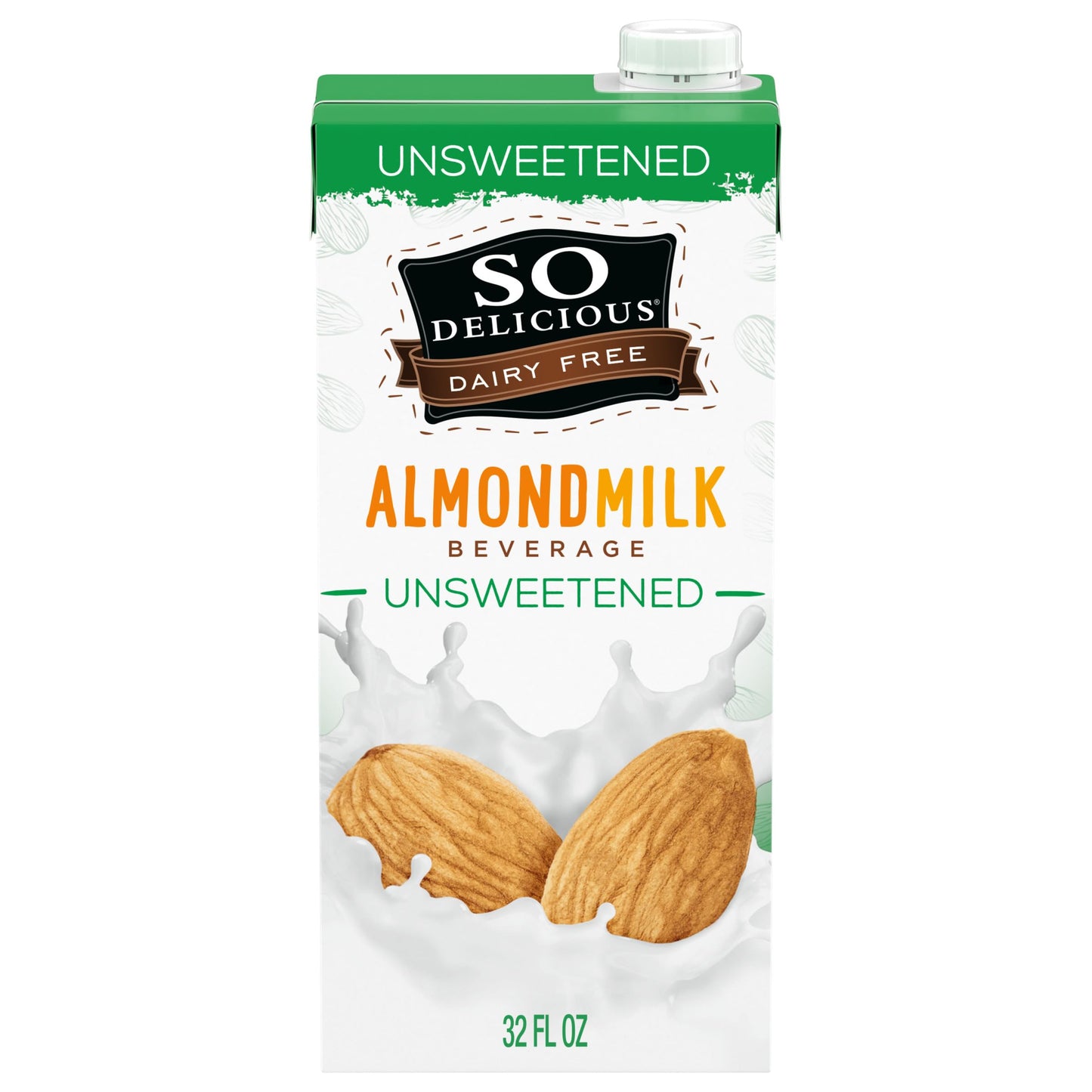 So Delicious Dairy Free Shelf-Stable Almond Milk, Unsweetened, Vegan, Non-GMO Project Verified, 1 Quart (Pack of 6)