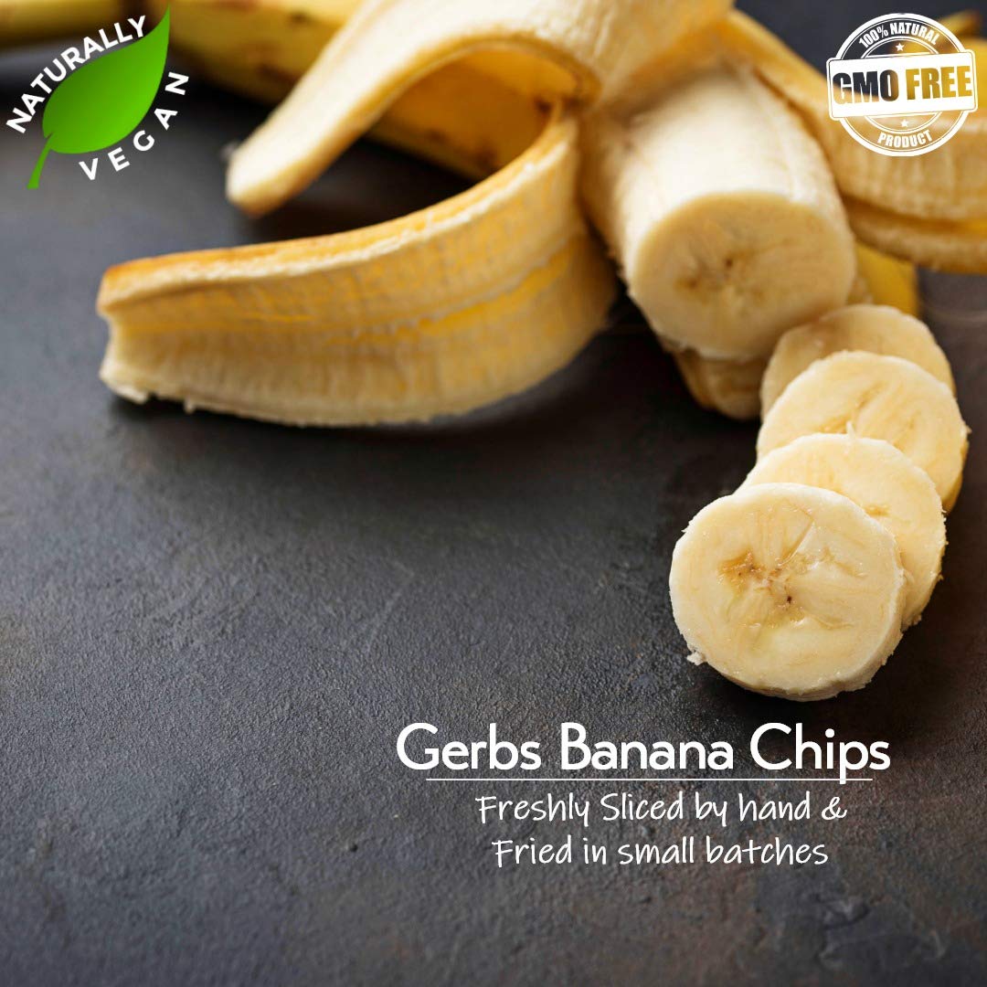 Gerbs Unsweetened Banana Chips 14 oz. | Unsulfured, No Additives, Resealable Bag | Naturally Crisp & Mildly Sweet | Top 14 Aller