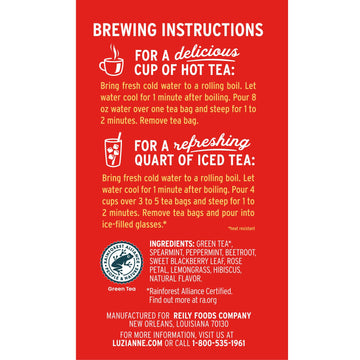 Luzianne Southern Blends Mint & Rose Flavored Herbal Tea Bags, 18Ct Box (Pack Of 6)