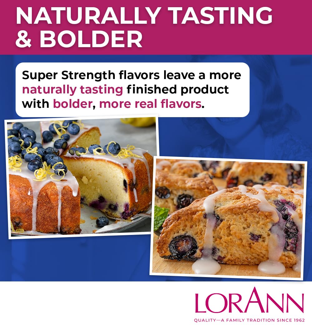 LorAnn Oils Super Strength Flavoring - Blueberry - 1 fl oz - Bold Natural Flavoring for Candy Making, Baking, and Extracts