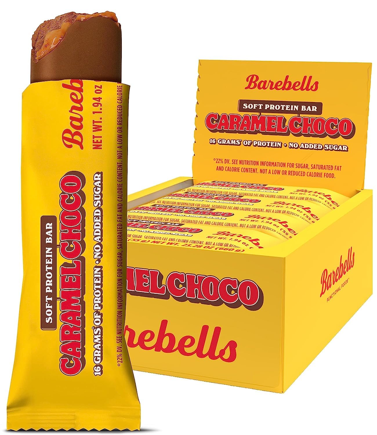 Barebells Soft Protein Bars Caramel Choco - 12 Count, 1.9Oz Bars - Protein Snacks With 16G Of High Protein - Fluffy Chocolate Pr